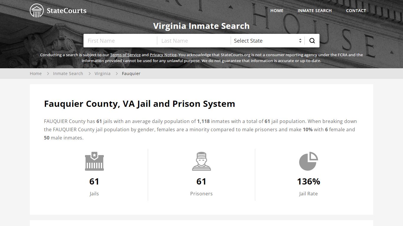 Fauquier County, VA Inmate Search - StateCourts