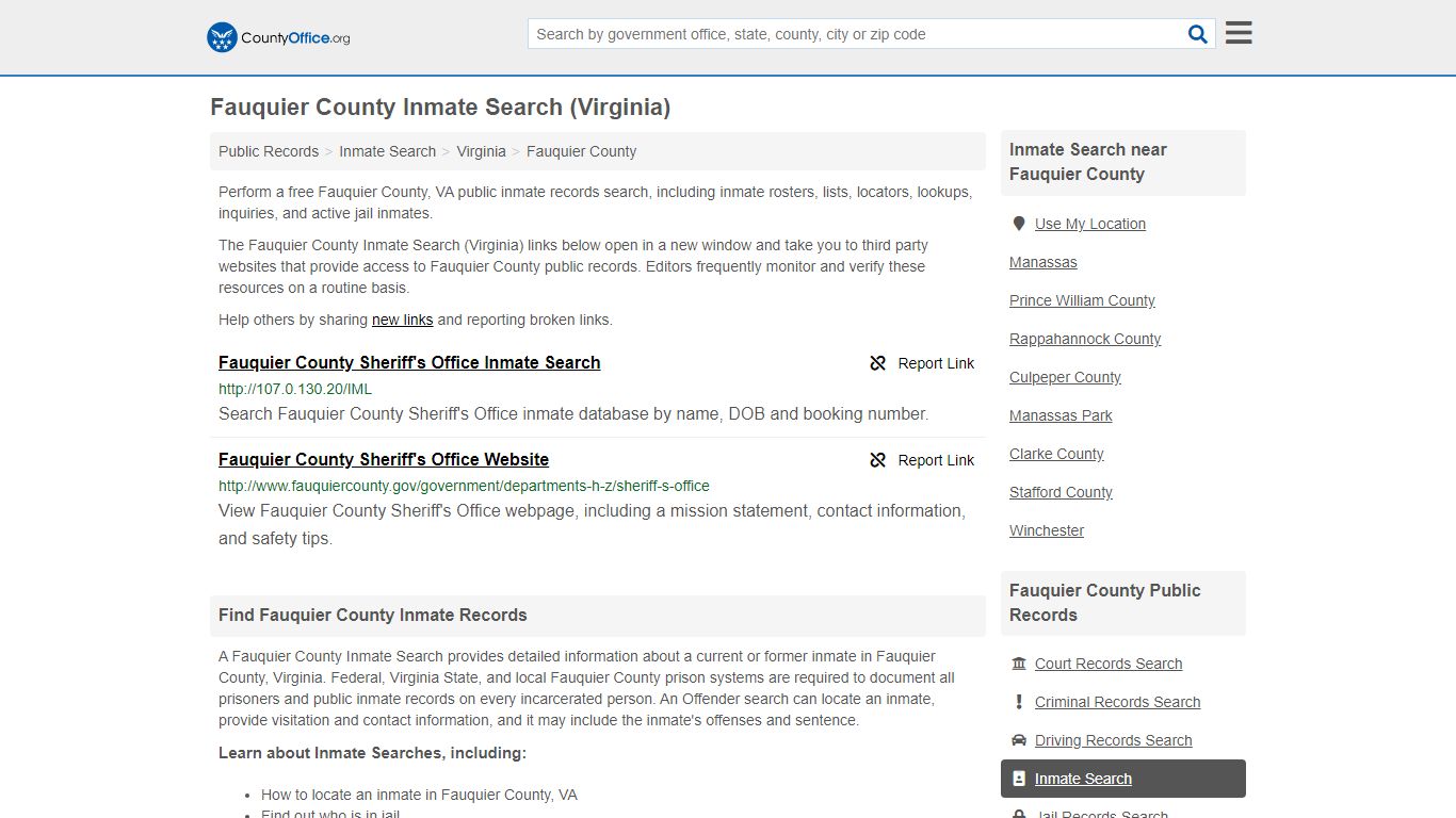 Inmate Search - Fauquier County, VA (Inmate Rosters ...