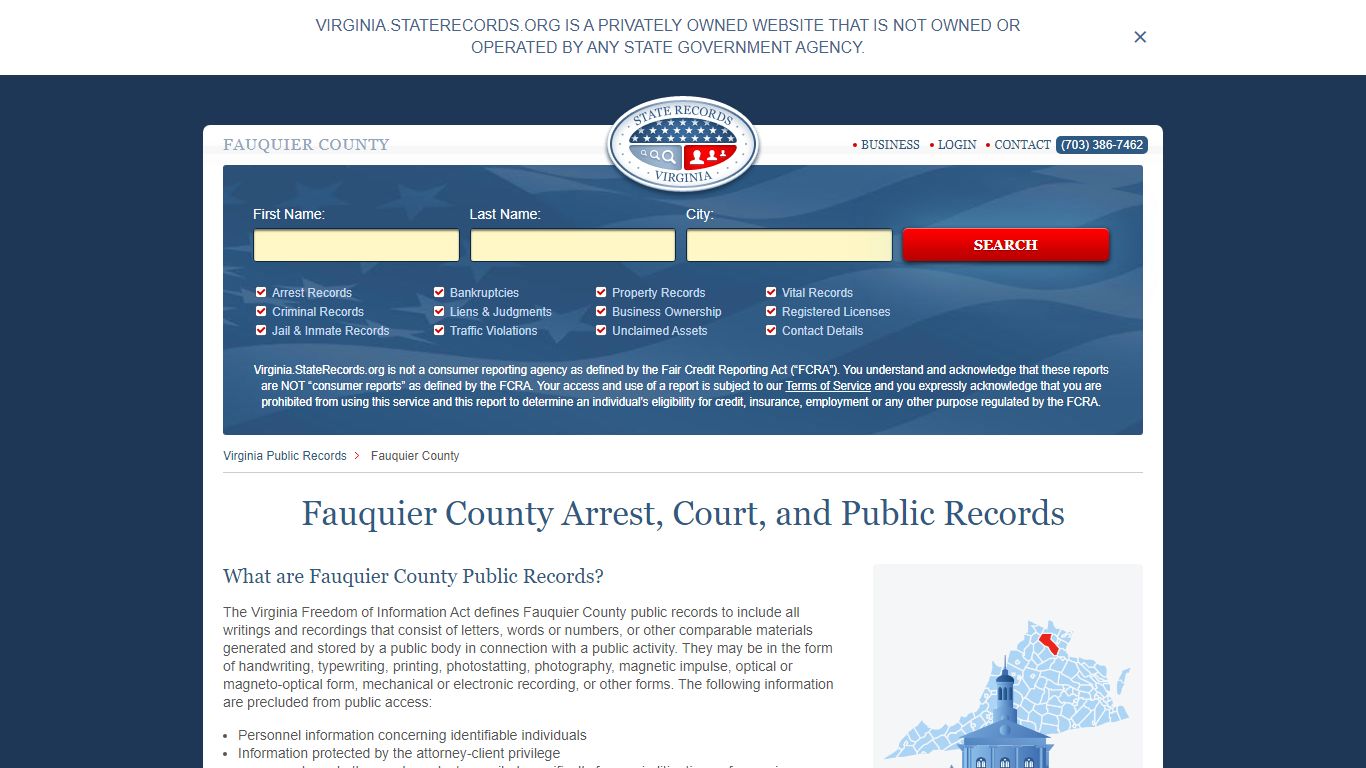 Fauquier County Arrest, Court, and Public Records