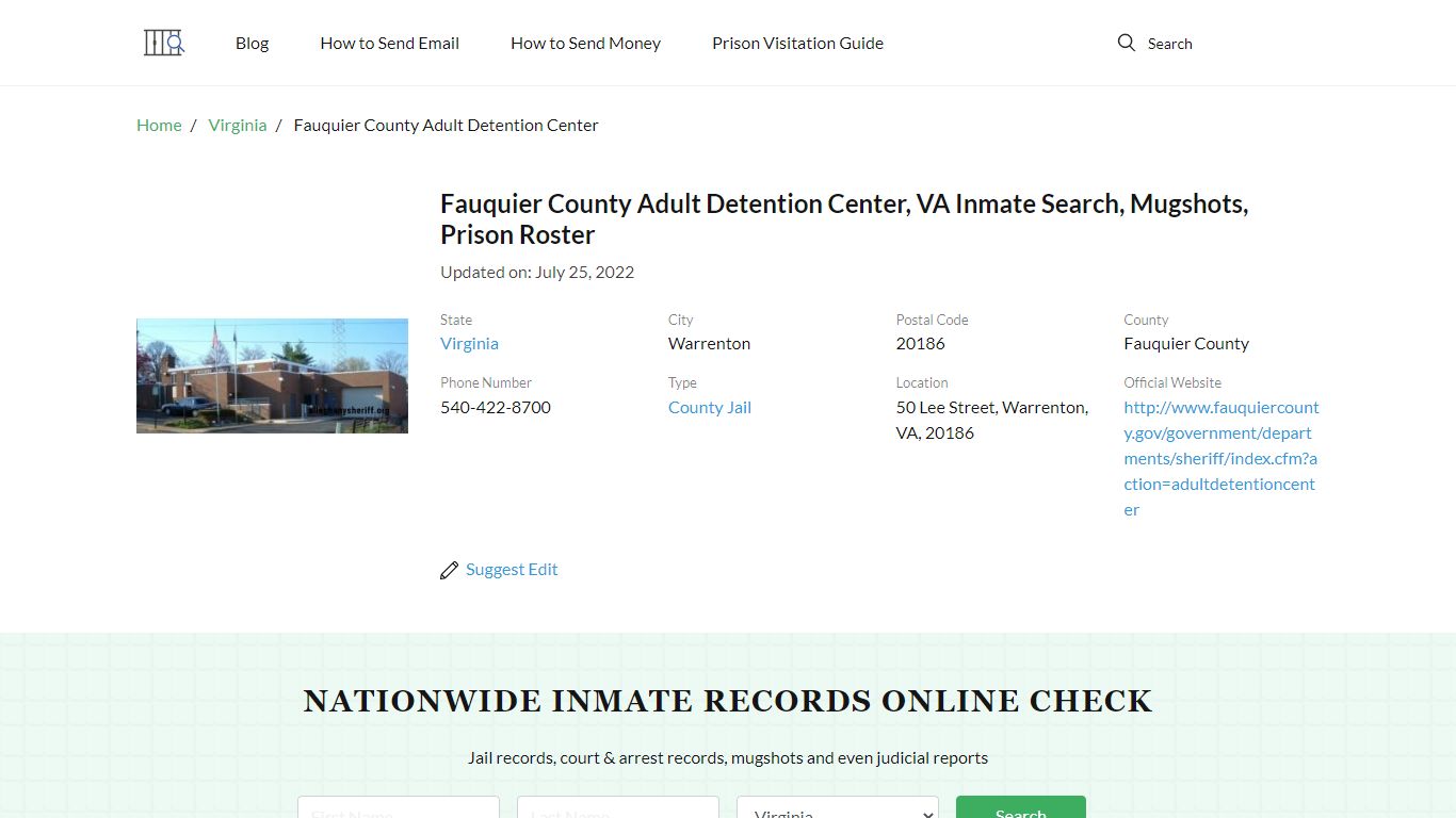 Fauquier County Adult Detention Center, VA Inmate Search ...